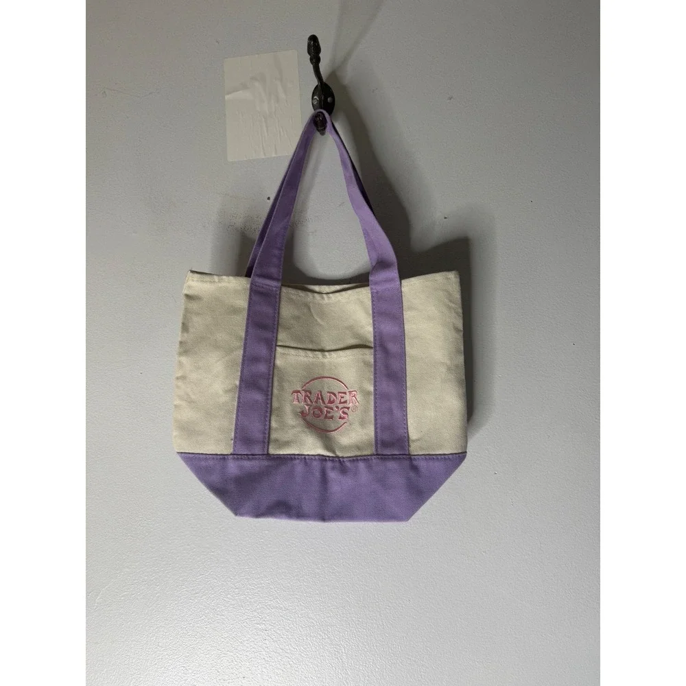 NWOT Trader Joe's‎ Pastel Mini Tote canvas purple
